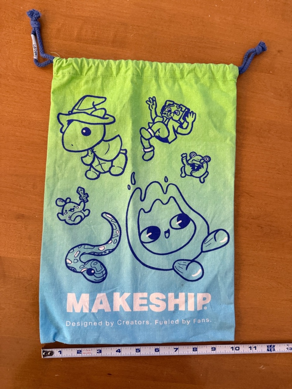 tokidoki Lime Green and Sky Blue Gradient Drawstring canvas bag